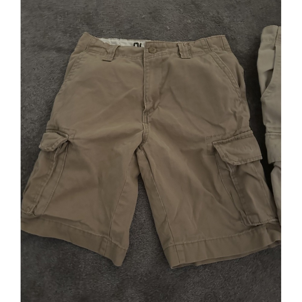 2 Pair Vintage Old Navy Cargo Shorts Mens 28 Waist Tan/Brown Heavyweight - Picture 2 of 5